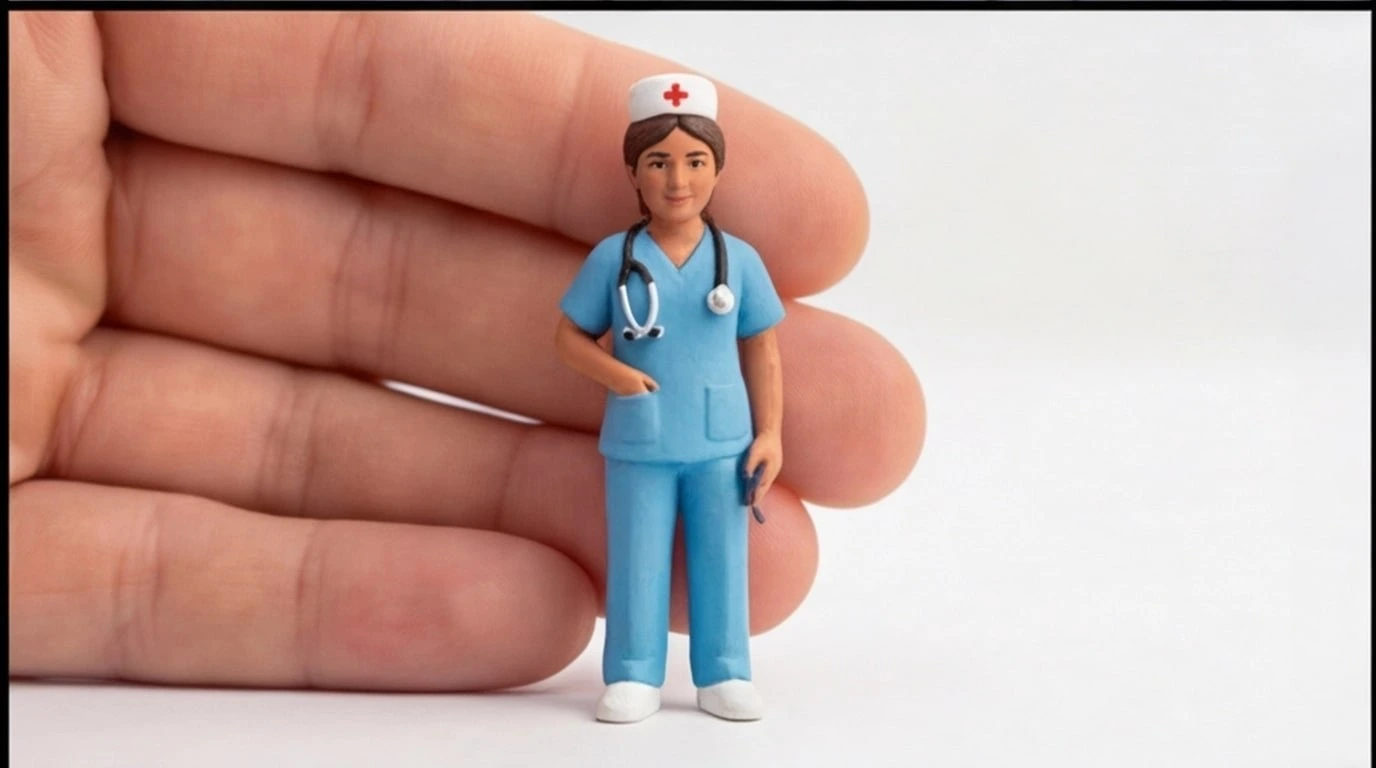 Figurine 3D personnalisee sur mesure 1 sujet 6 cm - Figurine Infirmière en Bleu - MiniU