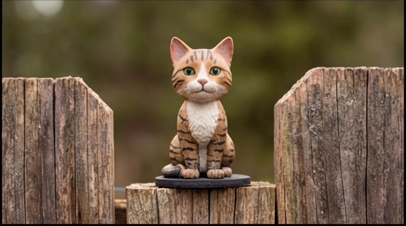 Figurine 3D personnalisee animal de compagnie 1 sujet 6 cm - Figurine Chat Tigré Assis - MiniU