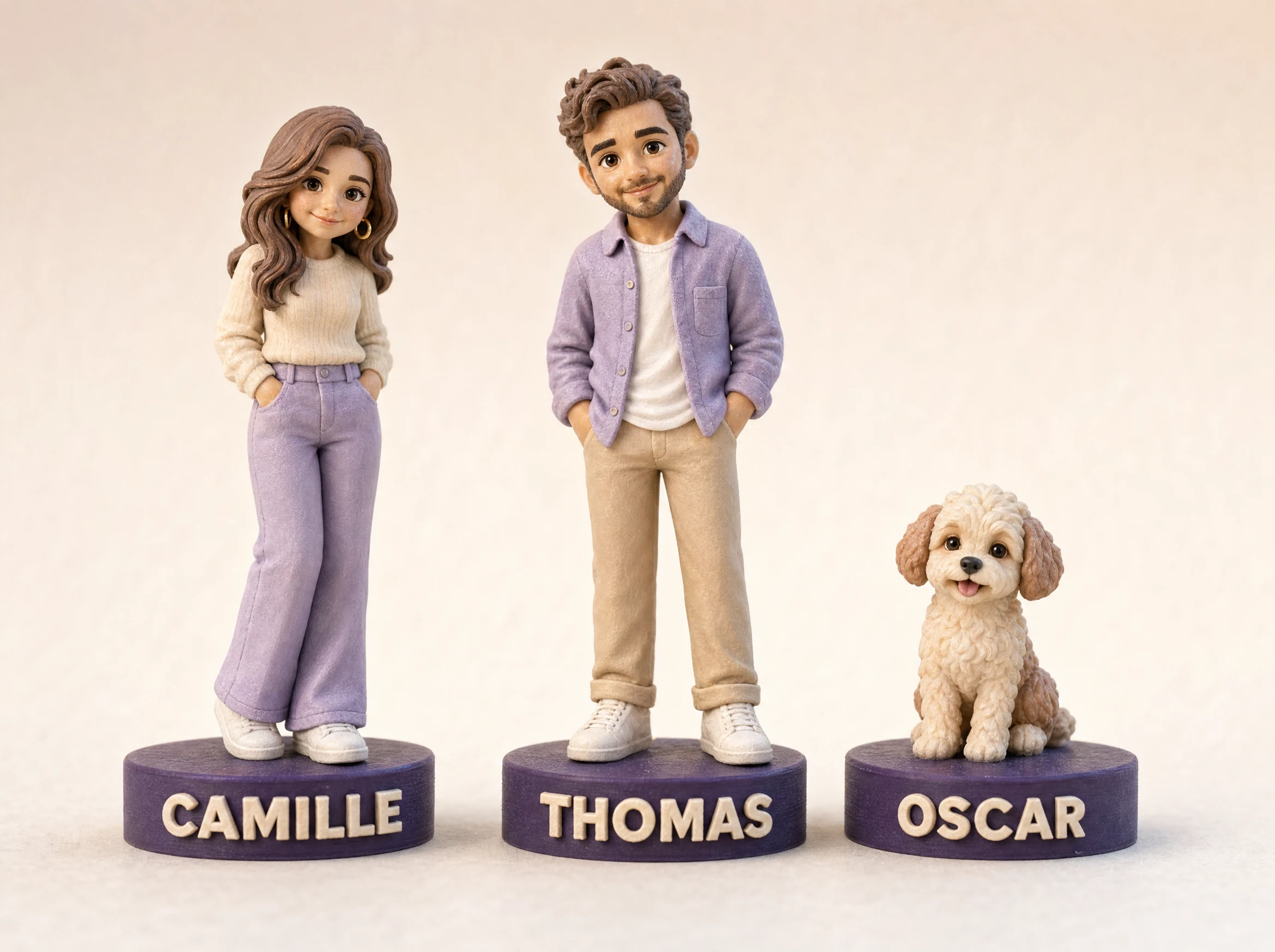 Le trio complice - Figurines Pastel séparées