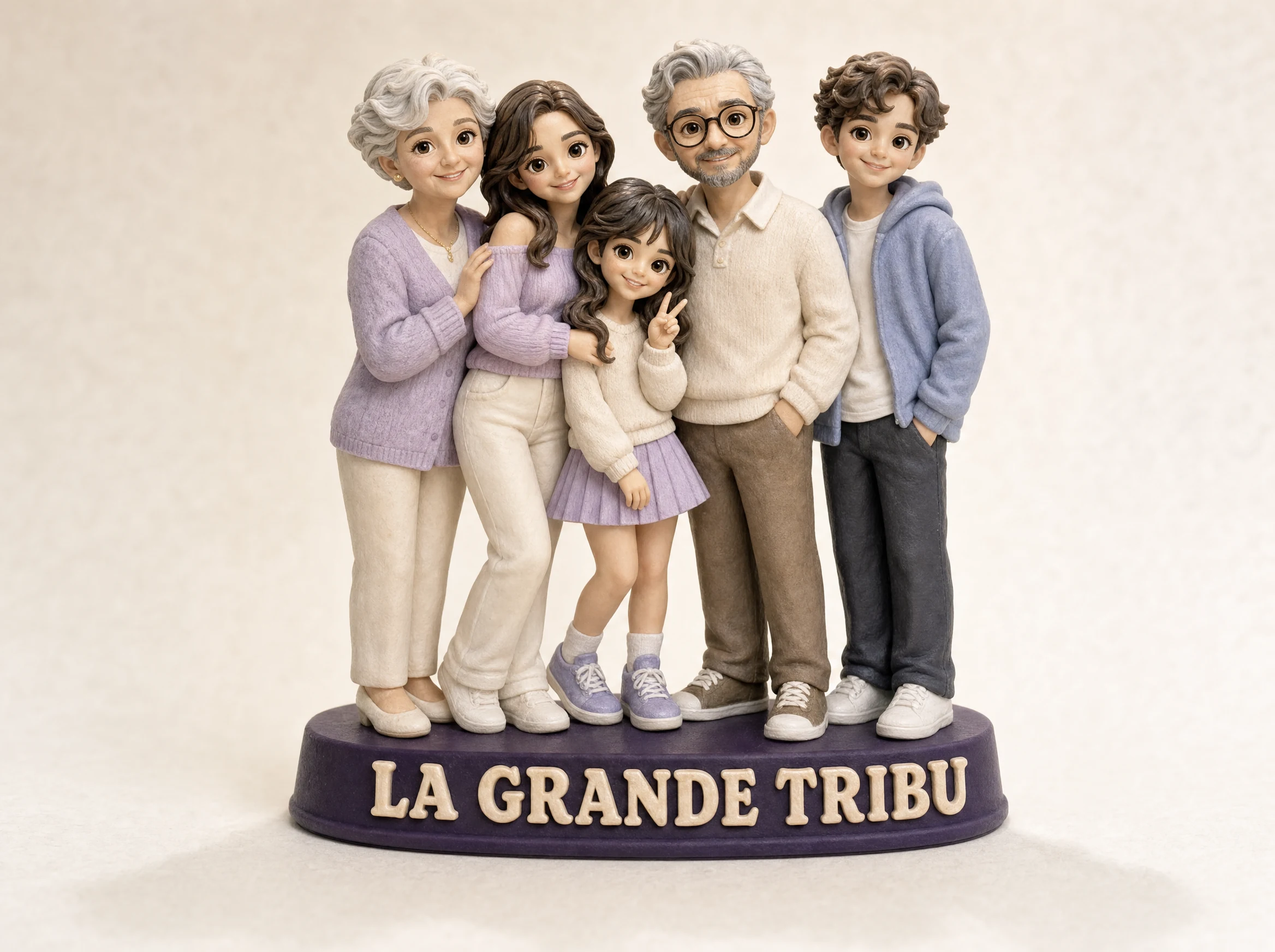 La grande famille - Figurine Famille Pastel assemblée