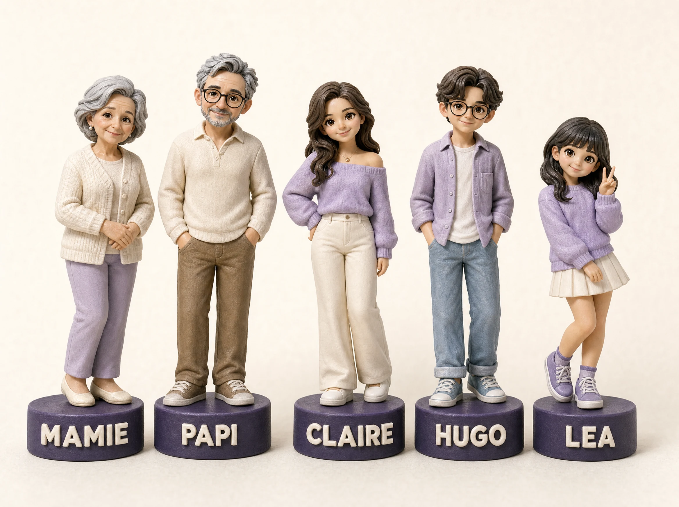 La grande famille - Figurines Famille Pastel séparées