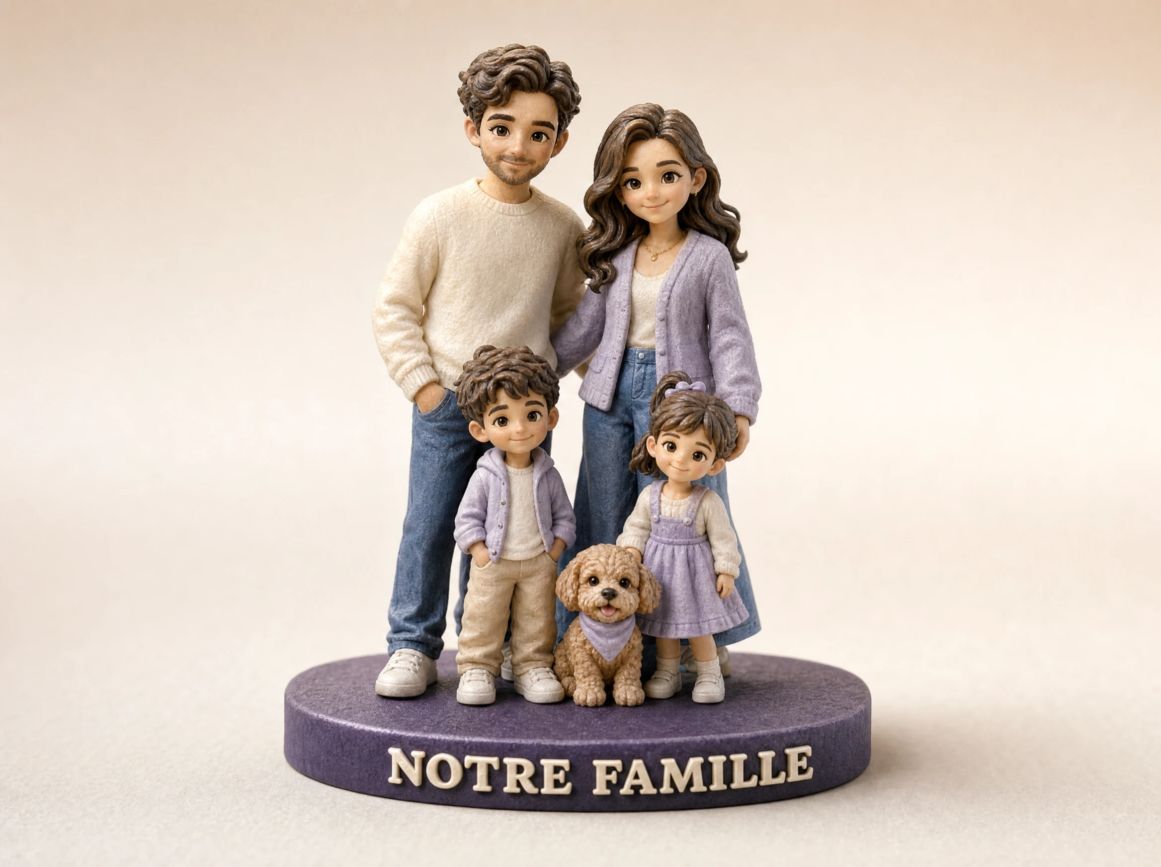 Toute la famille - Figurines Pastel assemblées