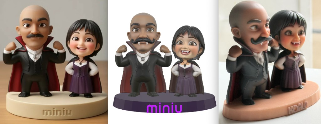 Figurine couple vampires costume thématique, mignon 8 cm